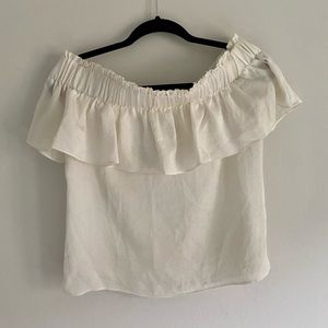 EXPRESS White Off-the-shoulder Ruffle Top in Small